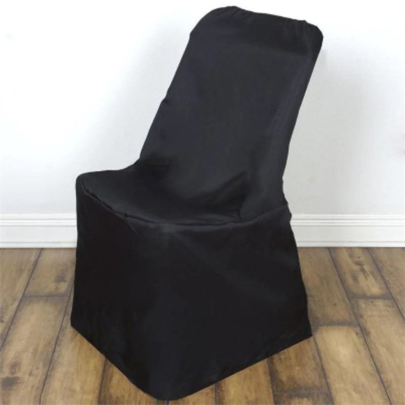 Black Polyester Lifetime Foldin and Durable Reusable 500 Chair Covers - Picture 1 of 4